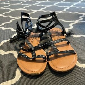 Black Studded Gladiator Sandals